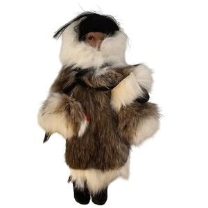 Vintage Eskimo Inuit Doll Fur Parka Native American Souvenir Collectible